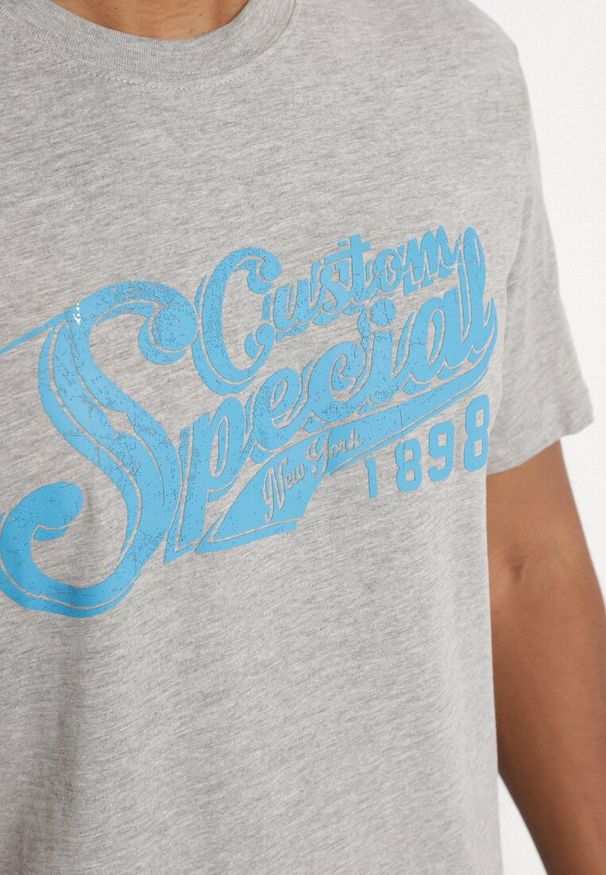 Born2be - Jasnoszara Bawełniana Koszulka z Nadrukiem z Napisem Mepize. Okazja: na co dzień. Kolor: szary. Materiał: bawełna. Wzór: napisy, nadruk. Styl: elegancki, casual, klasyczny