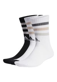 Adidas - Bold 3-Stripes Cushioned Crew Socks 3 Pairs. Kolor: czarny, biały, wielokolorowy. Materiał: materiał. Sport: fitness #1