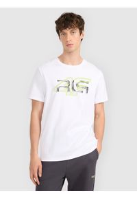 4f - 4F T-shirt regular z nadrukiem męski 4F x Robert Lewandowski - biały XL. Okazja: na co dzień. Kolor: biały. Materiał: materiał, bawełna. Wzór: nadruk. Styl: sportowy, casual