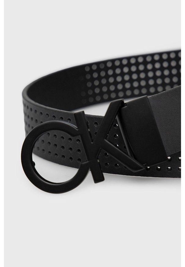 Calvin Klein pasek skórzany męski kolor czarny. Kolor: czarny. Materiał: skóra