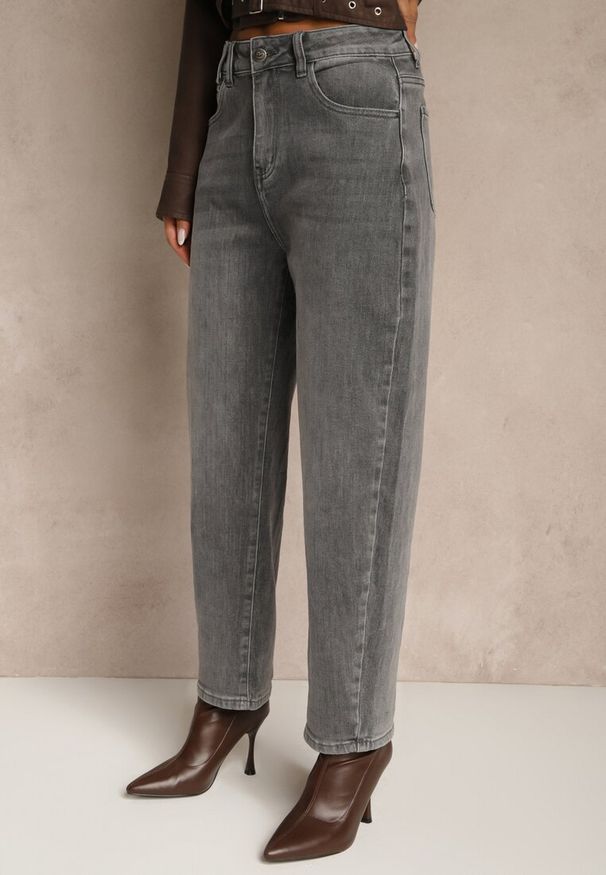 Renee - Szare Jeansy Mom Fit High Waist Ralineva. Stan: podwyższony. Kolor: szary. Styl: elegancki