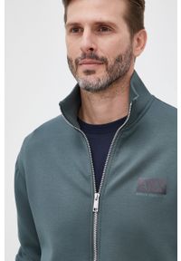 Armani Exchange bluza męska kolor zielony gładka. Okazja: na co dzień. Kolor: zielony. Wzór: gładki. Styl: casual #5