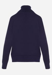 Born2be - Granatowy Golf z Domieszką Kaszmiru Ozdobiony Przeszyciami Avonella. Okazja: na co dzień. Typ kołnierza: golf. Kolor: niebieski. Materiał: kaszmir. Wzór: aplikacja. Styl: klasyczny, casual #6