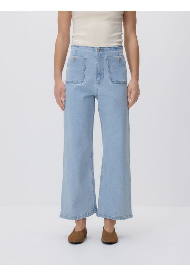 Reserved - Spodnie culotte - niebieski. Kolor: niebieski