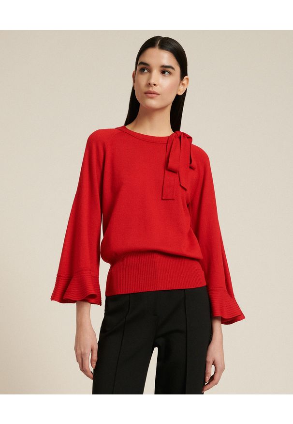 Luisa Spagnoli - LUISA SPAGNOLI - Czerwony wełniany sweter Marsia. Kolor: czerwony. Materiał: wełna