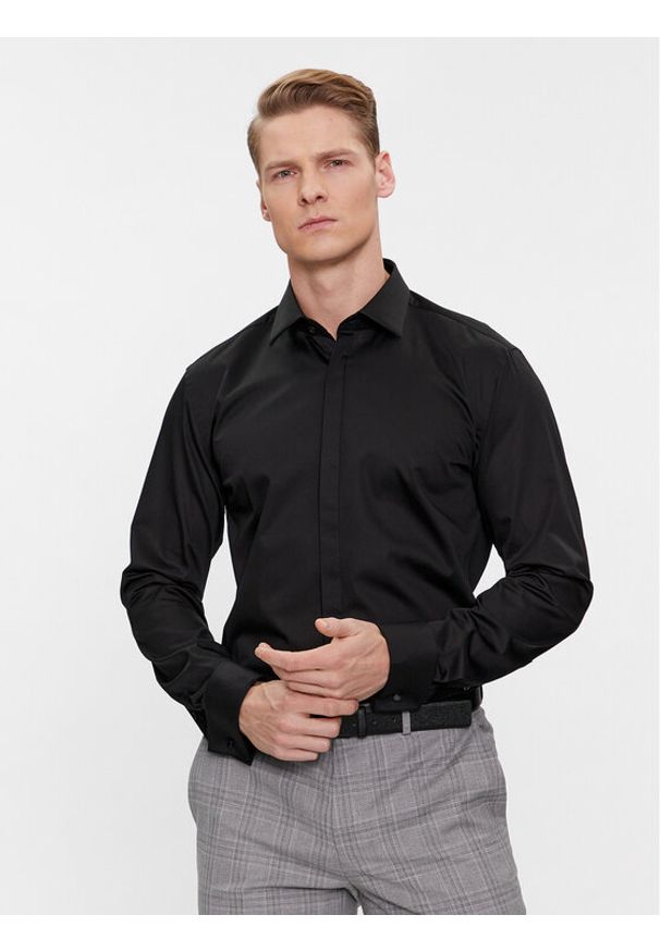 Hugo Koszula Kennew 50508549 Czarny Slim Fit. Kolor: czarny. Materiał: bawełna