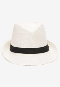 Born2be - Beżowa Pleciony Kapelusz Fedora z Kontrastową Taśmą Zanatia. Kolor: beżowy