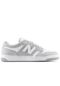 Buty unisex New Balance BB480LGE - szare. Okazja: na co dzień. Kolor: szary. Materiał: materiał, skóra, syntetyk. Szerokość cholewki: normalna. Sport: turystyka piesza