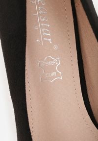 Renee - Czarne Czółenka ze Skórzaną Wkładką na Wysokim Słupku Keshi. Nosek buta: szpiczasty. Zapięcie: bez zapięcia. Kolor: czarny. Materiał: skóra. Obcas: na słupku. Wysokość obcasa: wysoki #9