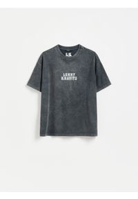 Reserved - T-shirt Lenny Kravitz - ciemnoszary. Kolor: szary. Materiał: bawełna, dzianina #1