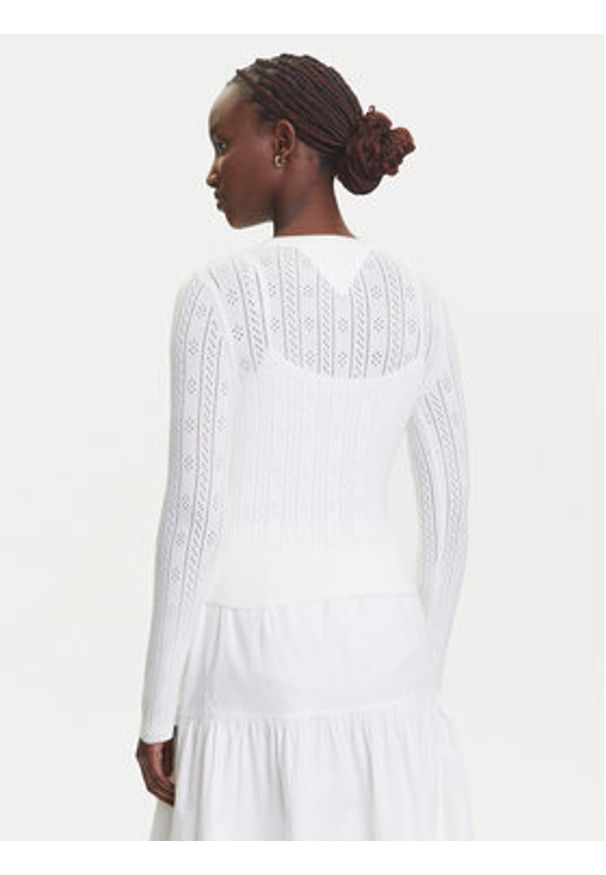 Tommy Jeans Kardigan Pointelle DW0DW20966 Biały Regular Fit. Kolor: biały. Materiał: wiskoza, syntetyk