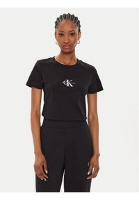 Calvin Klein Jeans T-Shirt Monologo J20J223563 Czarny Slim Fit. Kolor: czarny. Materiał: bawełna