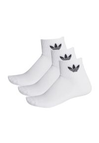 Adidas - Skarpety adidas Mid-Cut Crew Socks 3 Pairs FT8529 - białe. Kolor: biały. Materiał: poliester, bawełna, elastan, materiał, nylon. Wzór: aplikacja, paski #1
