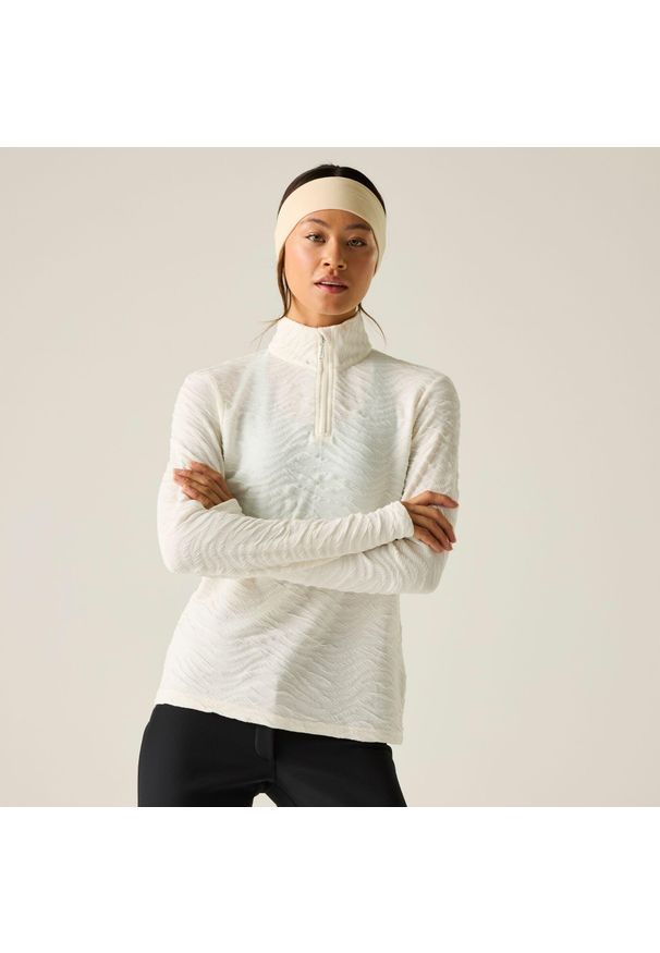 DARE 2B - Bluza damska z suwakiem 1/4 Glamourize III Dare 2b. Kolor: biały. Materiał: dzianina, żakard. Sezon: zima. Sport: narciarstwo