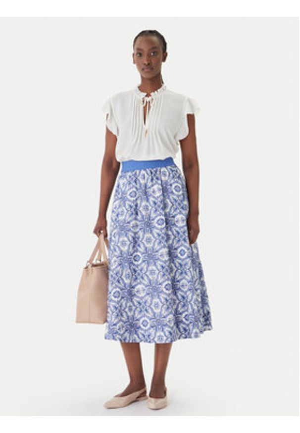 JOOP! Spódnica midi Saki2 30102101 Niebieski Regular Fit. Kolor: niebieski. Materiał: bawełna