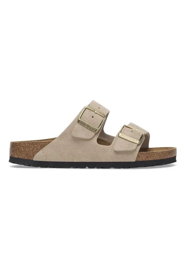 Birkenstock - Klapki damskie BIRKENSTOCK Arizona LEVE Sandcastle. Okazja: na plażę. Kolor: beżowy. Materiał: materiał. Wzór: paski. Sezon: lato. Styl: elegancki, klasyczny