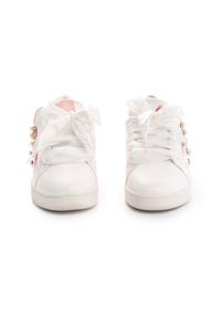 Renee - Białe Sneakersy Lucky Burble. Zapięcie: sznurówki. Kolor: biały. Materiał: satyna, skóra. Wzór: nadruk, kwiaty #6