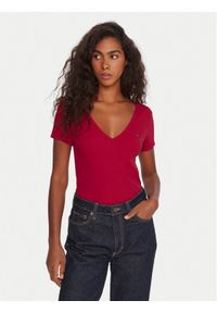 Tommy Jeans T-Shirt Essential DW0DW17385 Różowy Slim Fit. Kolor: różowy. Materiał: bawełna