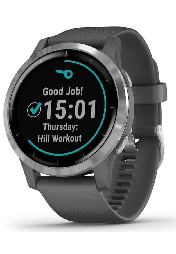 GARMIN - Garmin smartwatch vivoactive 4, Shadow Gray/Silver. Rodzaj zegarka: smartwatch. Kolor: wielokolorowy, szary, srebrny. Styl: sportowy
