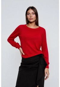 MOODO - Sweter z wiskozy czerwony. Kolor: czerwony. Materiał: wiskoza #1
