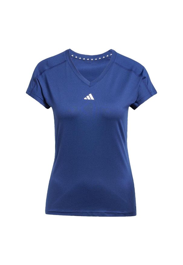 Adidas - Koszulka AEROREADY Train Essentials Minimal Branding V-Neck. Typ kołnierza: dekolt w serek. Kolor: niebieski, wielokolorowy, biały. Materiał: materiał