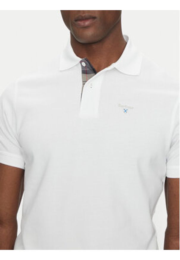 Barbour Polo Tartan MML0012WH11 Biały Tailored Fit. Typ kołnierza: polo. Kolor: biały. Materiał: bawełna