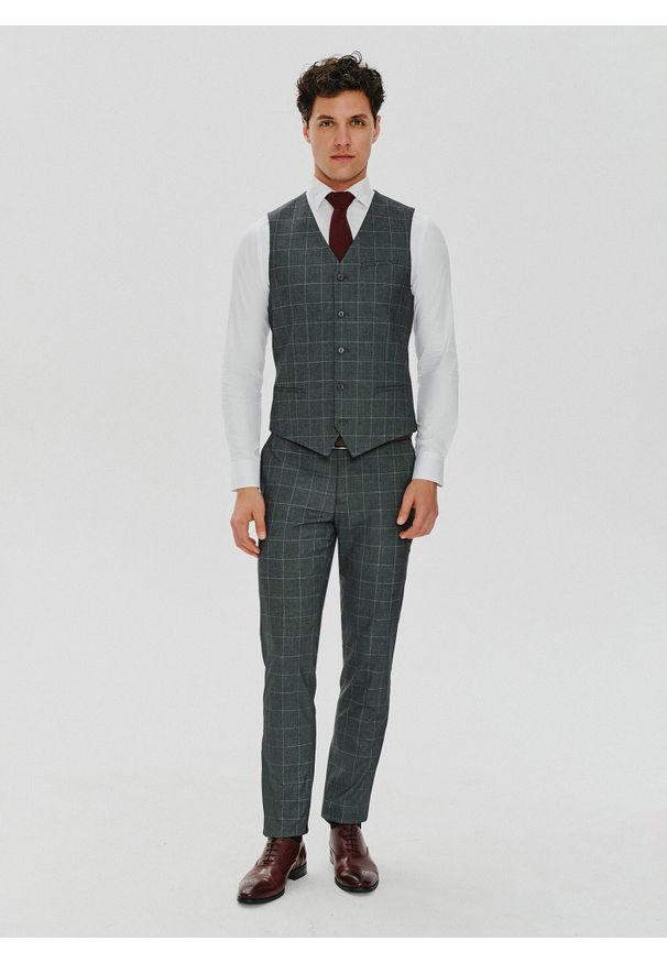 Pako Lorente - PAKO LORENTE – Szare garniturowe spodnie w kratę. Kolor: szary