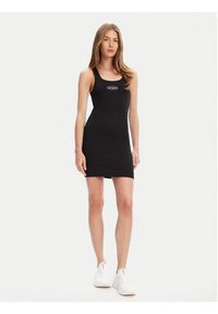 Guess Sukienka dzianinowa W5YK0I KA0H1 Czarny Regular Fit. Kolor: czarny. Materiał: bawełna