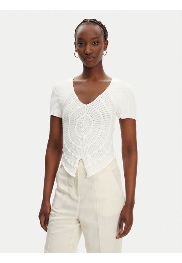 Pinko - PINKO Sweter Falterona Maglia 104625 A2E6 Biały Regular Fit. Kolor: biały. Materiał: wiskoza