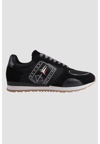 Aeronautica Militare - AERONAUTICA MILITARE Czarne męskie sneakersy Frecce Tricolori, Rozmiar 46. Okazja: na co dzień. Kolor: czarny. Materiał: zamsz, tkanina. Wzór: haft