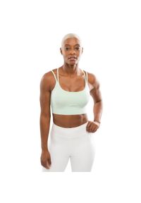SIROKO - Damski stanik do jogi i pilatesu Fitness Siroko Harbour Green. Kolor: zielony. Materiał: materiał. Rodzaj stanika: wyciągane miseczki. Długość rękawa: na ramiączkach. Sport: fitness, joga i pilates #1