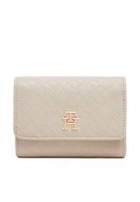 TOMMY HILFIGER - Tommy Hilfiger Duży Portfel Damski Th Distinct Trifold Wallet Mono AW0AW17257 Écru. Materiał: skóra