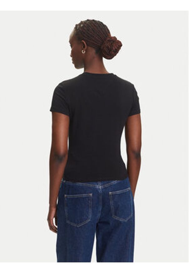 Tommy Jeans T-Shirt Linear DW0DW21164 Czarny Slim Fit. Kolor: czarny. Materiał: bawełna