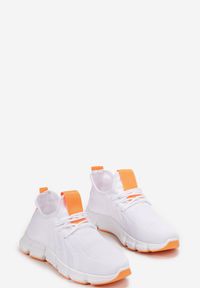 Born2be - Biało-Pomarańczowe Buty Sportowe Feliko. Kolor: biały. Materiał: materiał. Szerokość cholewki: normalna #4