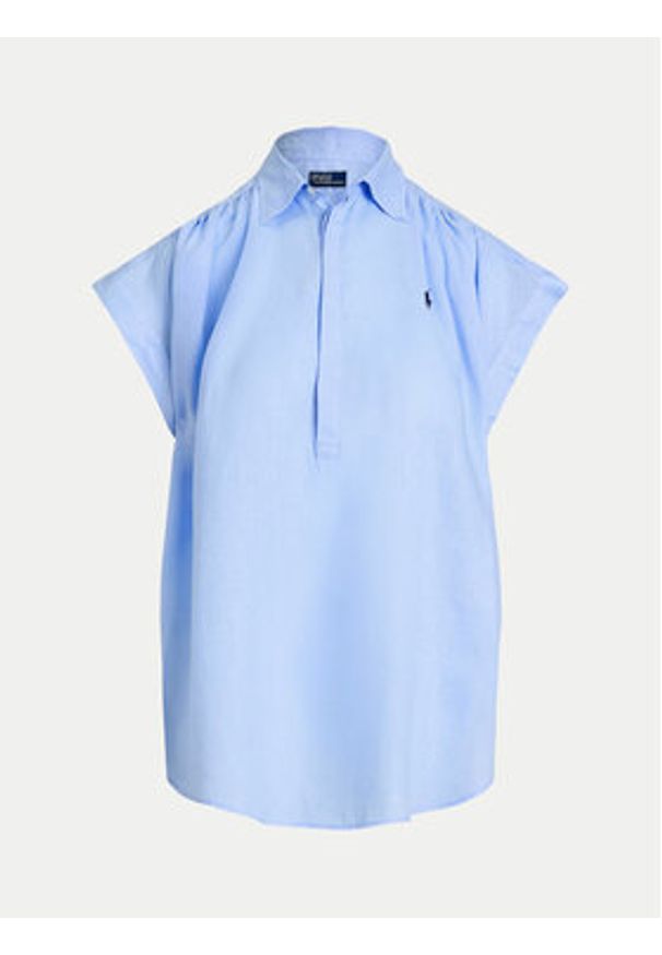 Polo Ralph Lauren Koszula 211935131005 Błękitny Relaxed Fit. Typ kołnierza: polo. Kolor: niebieski. Materiał: len
