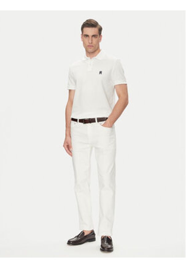 TOMMY HILFIGER - Tommy Hilfiger Polo MW0MW33167 Biały Regular Fit. Typ kołnierza: polo. Kolor: biały. Materiał: bawełna