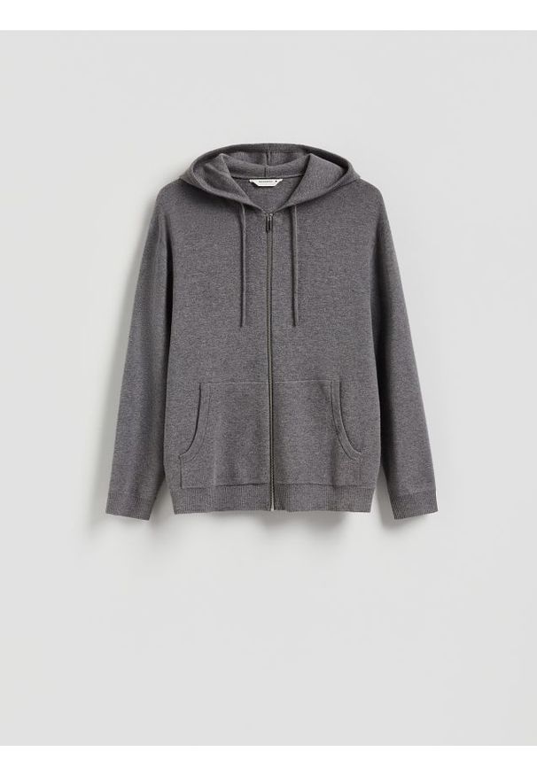Reserved - Sweter z kapturem - szary. Typ kołnierza: kaptur. Kolor: szary. Materiał: wiskoza, dzianina