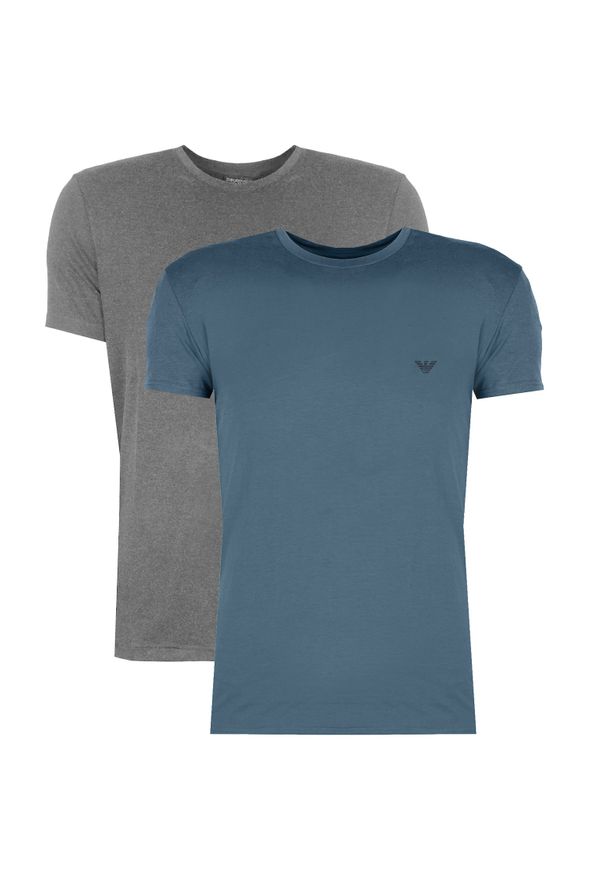 Emporio Armani T-shirt "2 Pack" | 111267 4F720 | Mężczyzna | Niebieski, Szary. Okazja: na co dzień. Kolor: wielokolorowy, niebieski, szary. Materiał: bawełna, elastan. Wzór: nadruk. Styl: klasyczny, casual