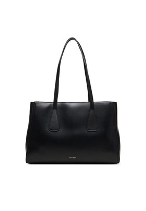 Calvin Klein Torebka Ck Medium Work Tote LV04F3442G Czarny. Kolor: czarny. Materiał: skórzane