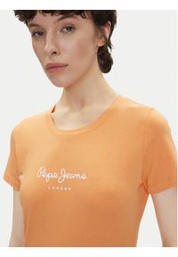 Pepe Jeans T-Shirt New Virginia PL505202 Pomarańczowy Slim Fit. Kolor: pomarańczowy. Materiał: bawełna #4
