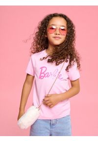Sinsay - Koszulka Barbie - różowy. Kolor: różowy