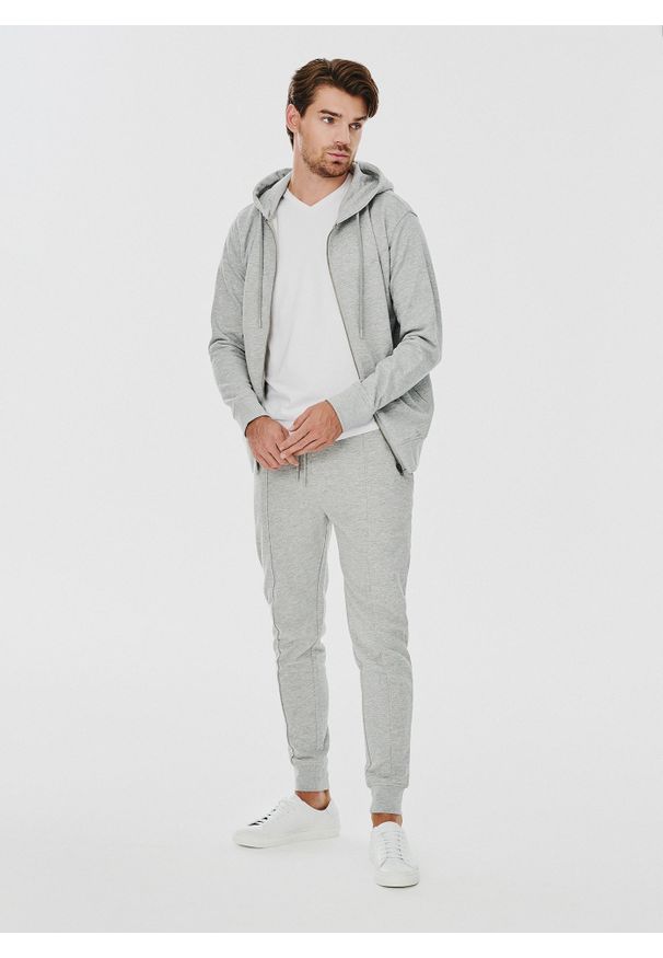 Pako Lorente - Rozpinana bluza dresowa w szarym kolorze. Okazja: na co dzień. Typ kołnierza: kaptur. Kolor: szary. Materiał: dresówka. Wzór: gładki. Styl: casual