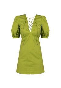 Patrizia Pepe Sukienka | 2A2343 A9B9 | Kobieta | Zielony. Kolor: zielony. Materiał: bawełna. Wzór: aplikacja. Typ sukienki: dopasowane. Długość: mini #6
