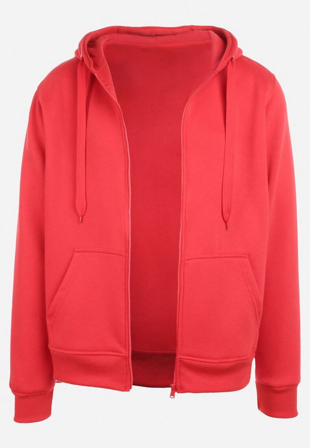 Renee - Czerwona Casualowa Rozpinana Bluza z Kapturem i Polarem Shuberta. Okazja: na co dzień. Typ kołnierza: kaptur. Kolor: czerwony. Materiał: polar. Długość rękawa: długi rękaw. Długość: długie. Styl: casual