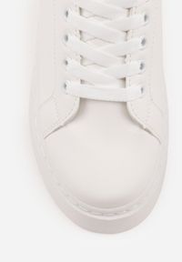 Born2be - Biało-Czarne Casualowe Sneakersy na Grubej Podeszwie Tiadonia. Okazja: na co dzień. Kolor: biały. Materiał: jeans. Obcas: na platformie #5