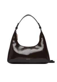 Calvin Klein Torebka Foil Logo Glossy Conv Shoulder B LV04F3737G Brązowy. Kolor: brązowy. Materiał: skórzane #2