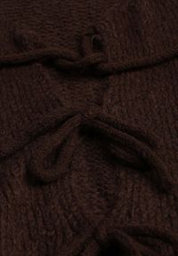 Born2be - Brązowy Kardigan Oversize z Wełną Zdobiony Kokardkami Eleathalie. Okazja: na co dzień. Typ kołnierza: kokarda. Kolor: brązowy. Materiał: wełna. Wzór: aplikacja. Styl: casual, elegancki #3