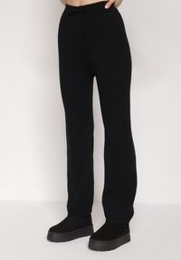 Born2be - Czarny Komplet Dzianinowy z Bawełną Spodnie Kamizelka i Długi Kardigan Meviravia. Kolor: czarny. Materiał: dzianina, bawełna #6