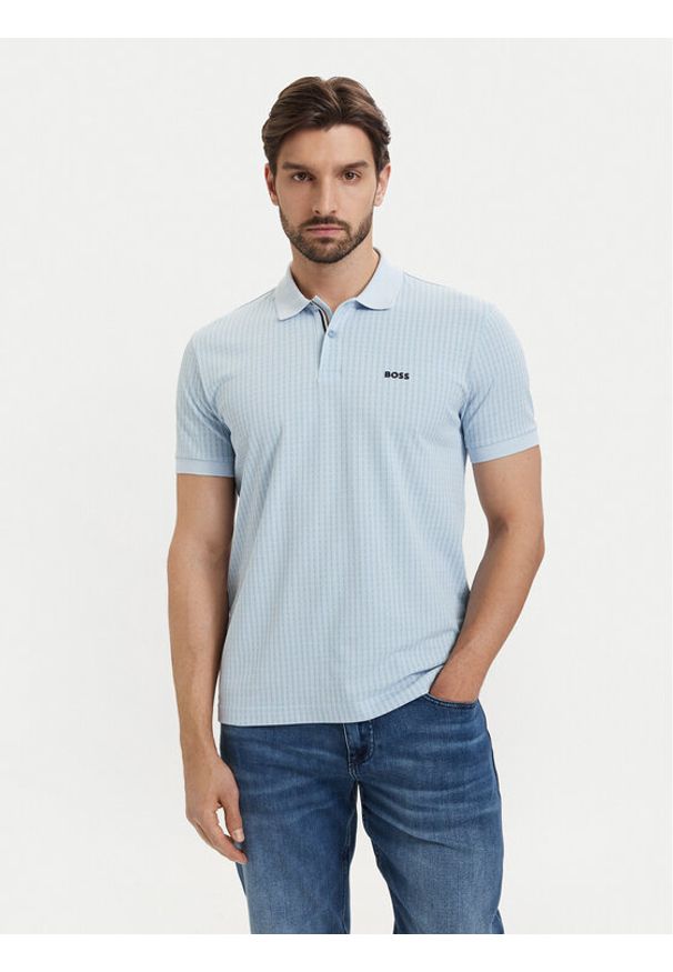 BOSS Polo Pl Goc Birdie 3 50559355 Niebieski jasny Regular Fit. Typ kołnierza: polo. Kolor: niebieski. Materiał: bawełna