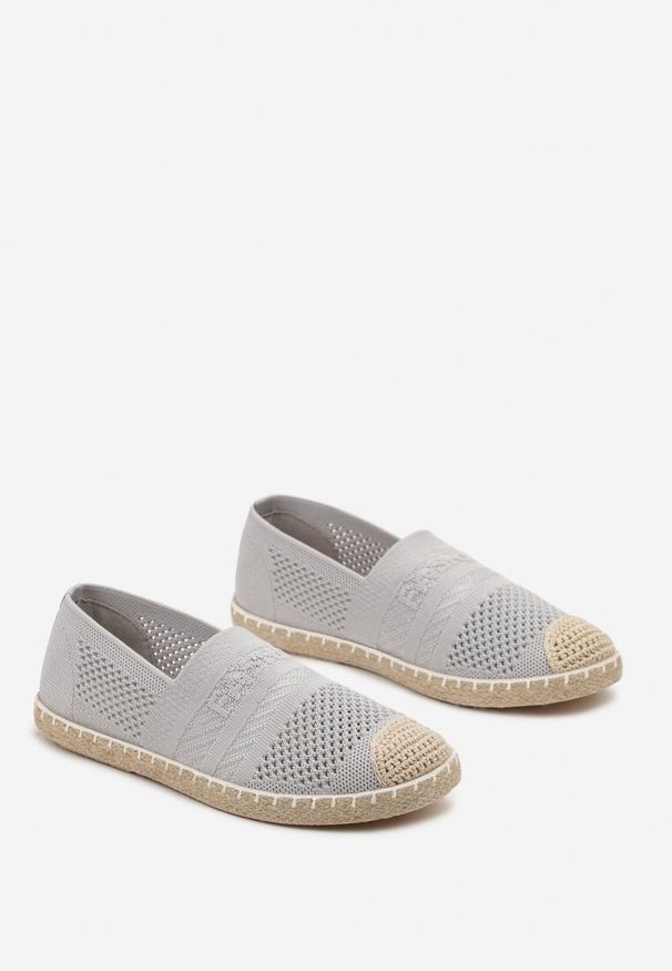 Renee - Jasnoszare Espadryle z Plecioną Cholewką przed Kostkę Mokosa. Wysokość cholewki: przed kostkę. Kolor: szary. Szerokość cholewki: normalna